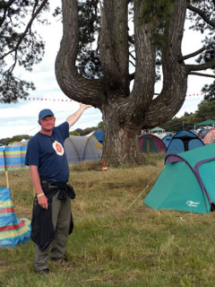 Dave literally supporting the Latitude Festival campsites 