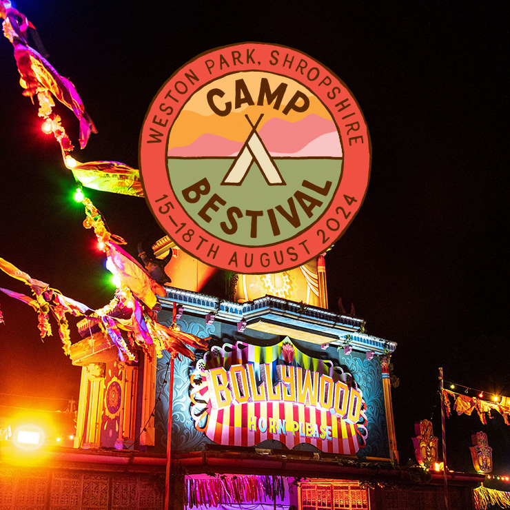 Jobs and Volunteering at Camp Bestival Shropshire with Hotbox Events Bollywood Photo with festival logo v2024001 740PxSq72Dpi