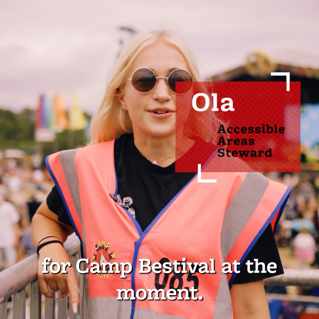 Ola an Accessible Areas Steward working with Hotbox Events at Camp Bestival!
