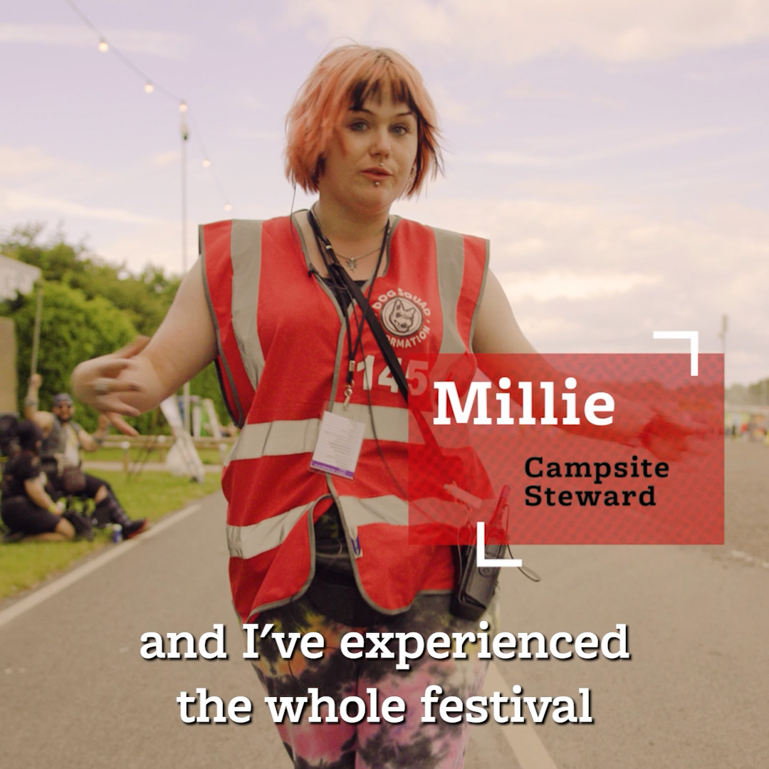 Millie a Campsite Steward volunteering with Hotbox Events at Download Festival!